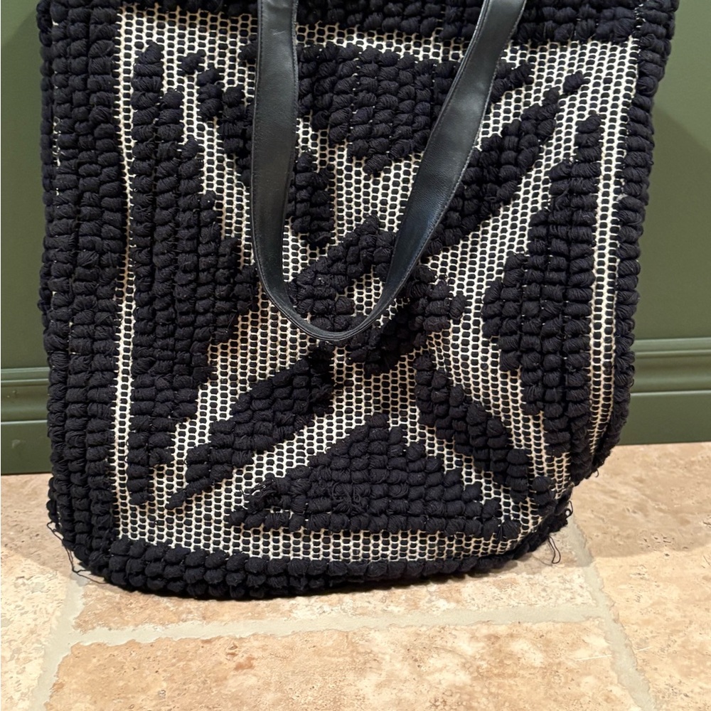 Black and White Woven Tote Bag